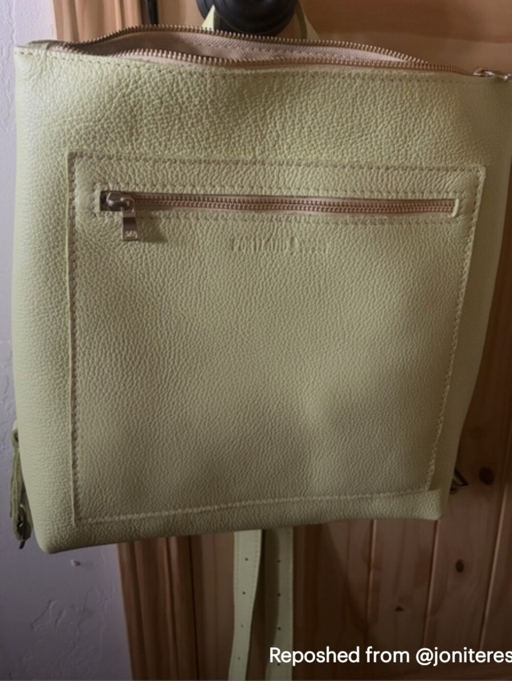Portland Leather Shadow Lime Zip Backpack